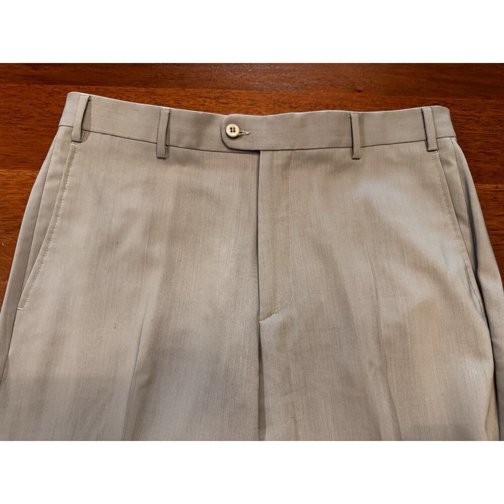 35 X 31 Zanella Todd Solid Light Gray Wool Flat Front Dress Pants Cuffed - Picture 2 of 9